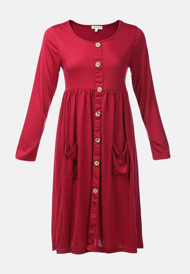 button- up dress#color_wine-red