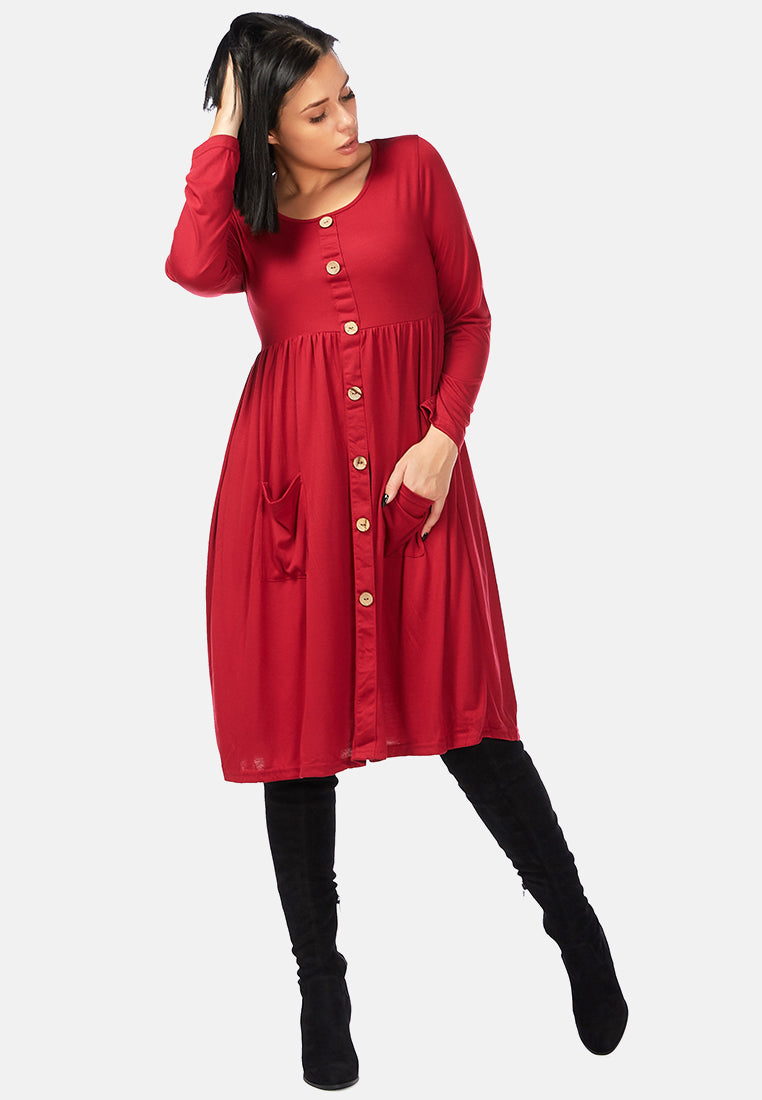 button- up dress#color_wine-red