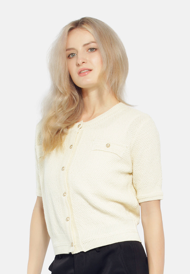 button down knitted top#color_beige