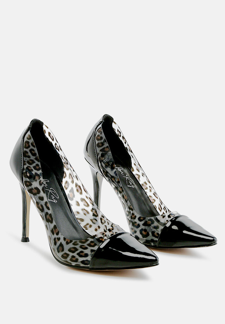 candace clear patent faux leather detail pumps by ruw#color_green-black