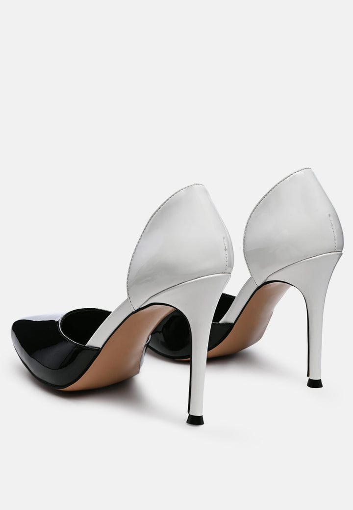 candy cane patent faux leather high heel pumps by ruw#color_white-black