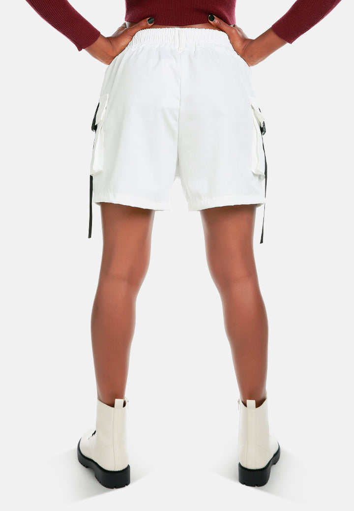 cargo high waisted shorts#color_cream