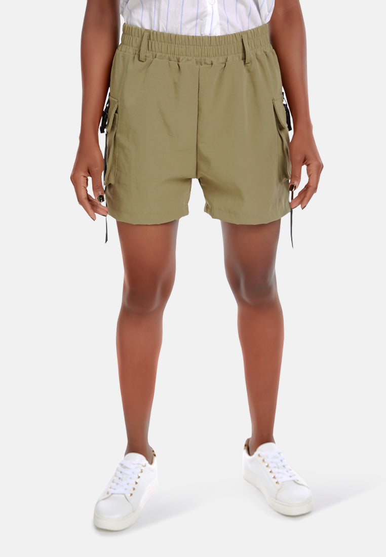 cargo high waisted shorts#color_olive