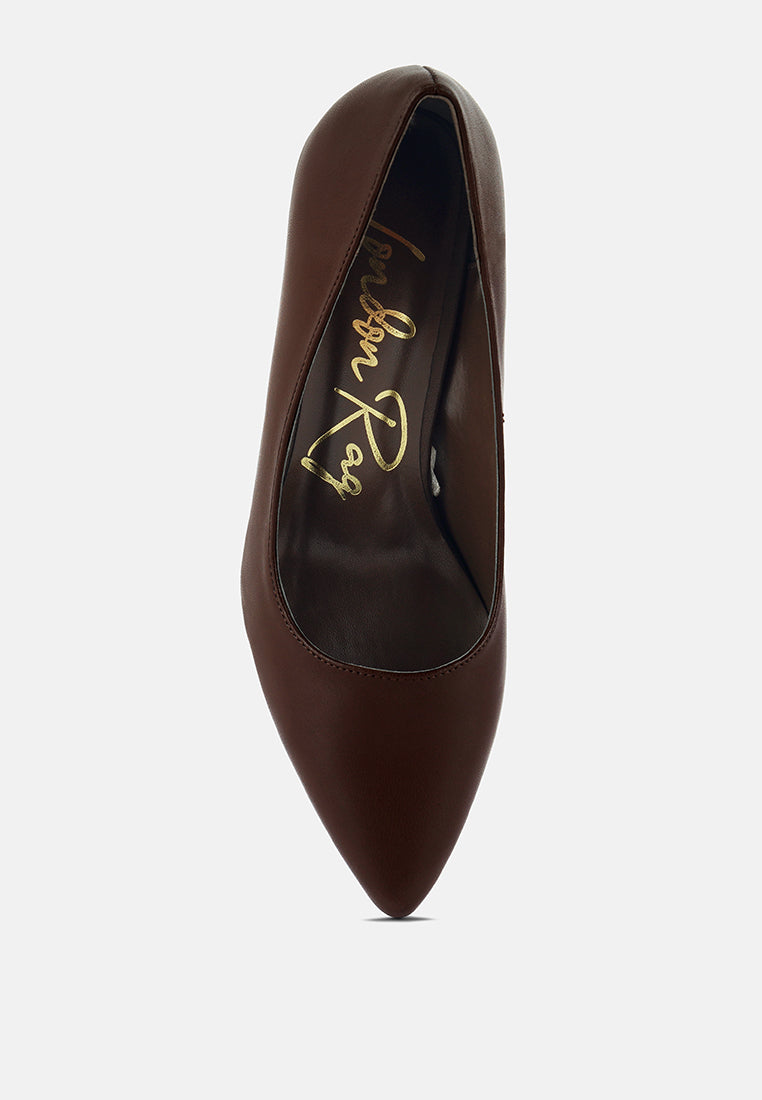 casey metallic detail block heel pumps#color_brown