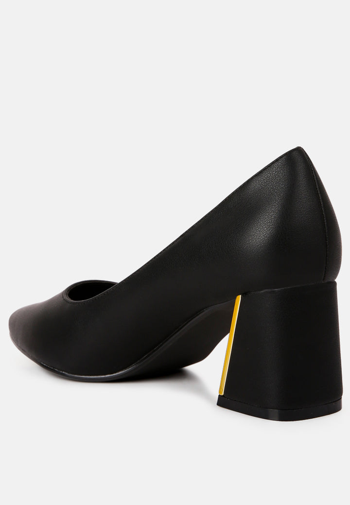 casey metallic detail block heel pumps#color_black