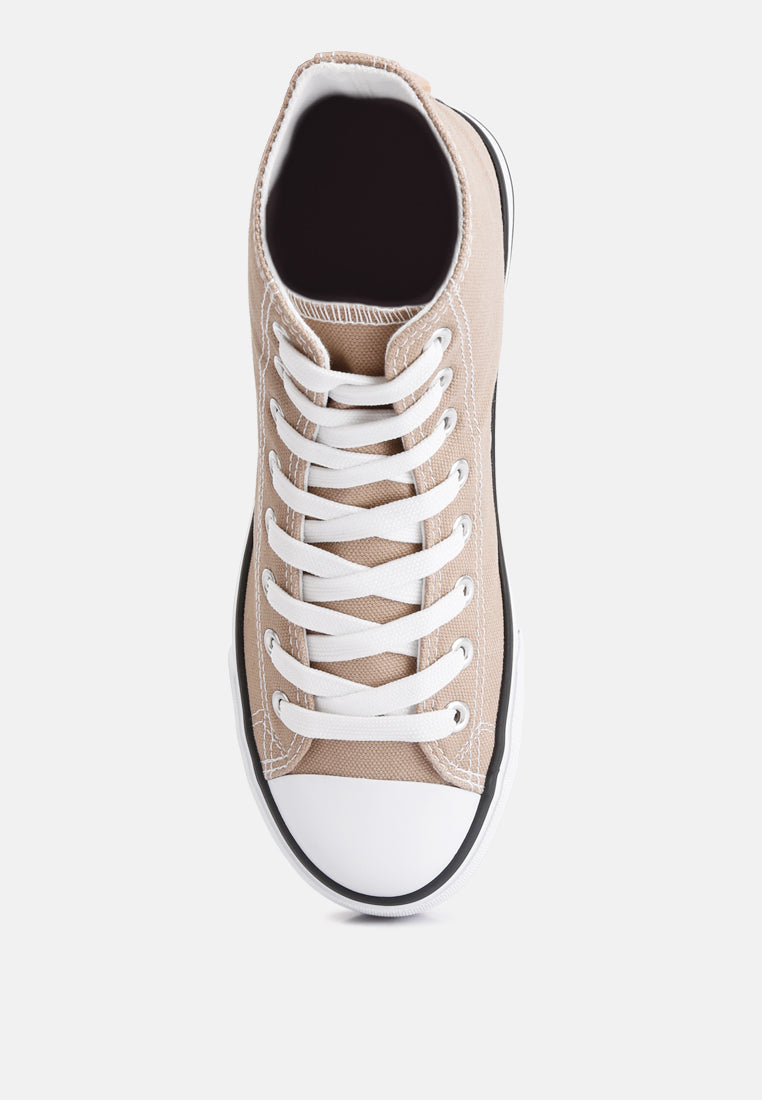 High Top Basketball Canvas Sneakers#color_beige