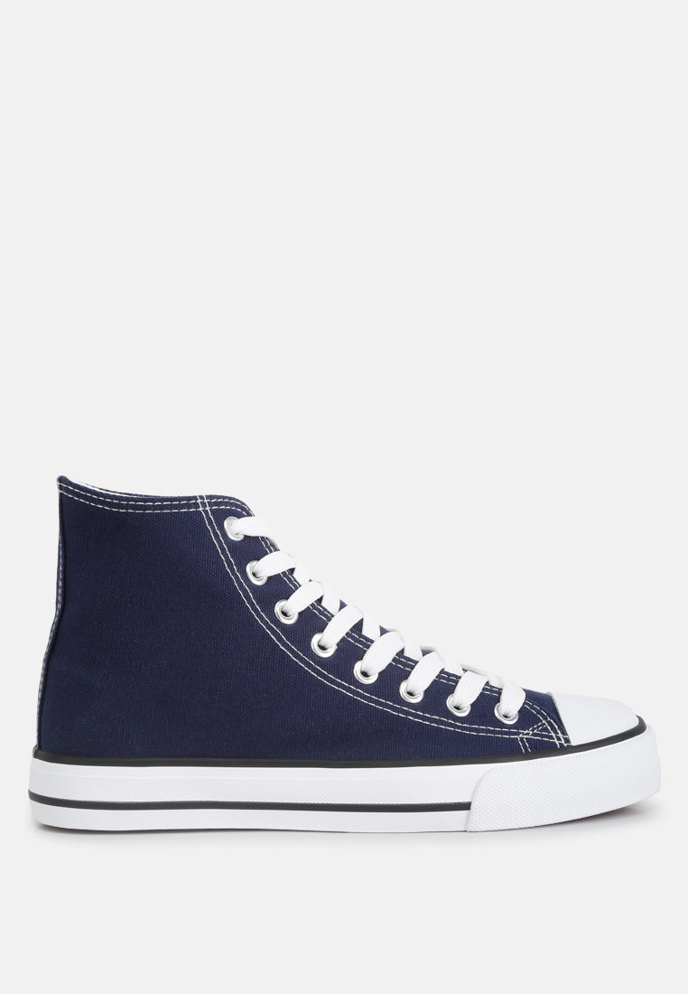 High Top Basketball Canvas Sneakers#color_navy