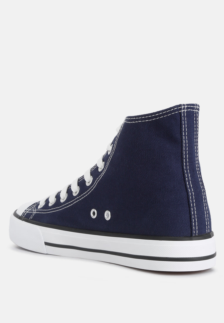 High Top Basketball Canvas Sneakers#color_navy