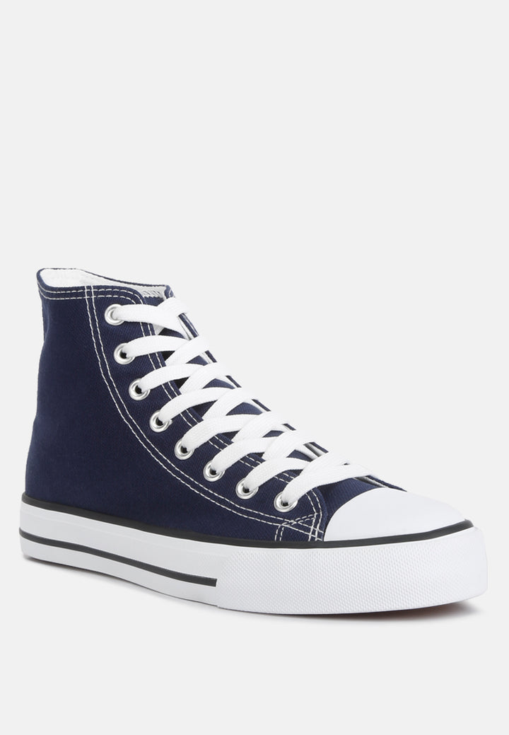 High Top Basketball Canvas Sneakers#color_navy