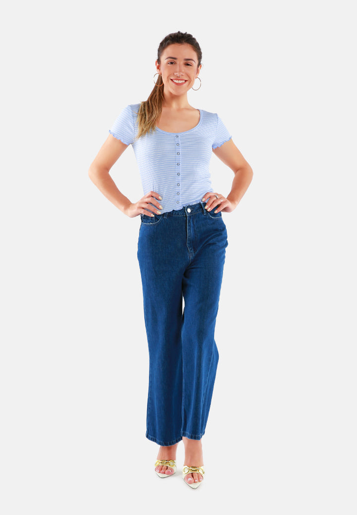 casual short summer top#color_blue-stripe