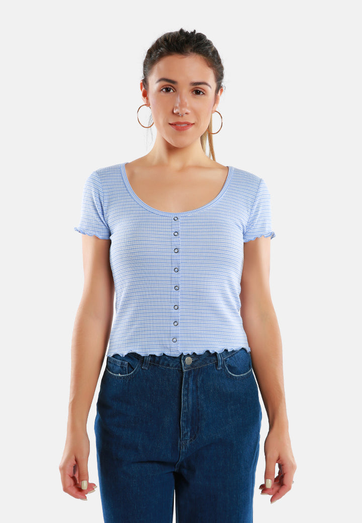 casual short summer top#color_blue-stripe