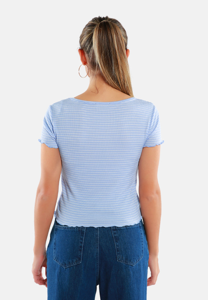 casual short summer top#color_blue-stripe