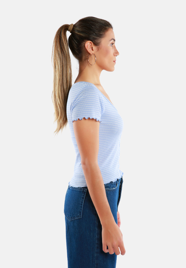 casual short summer top#color_blue-stripe