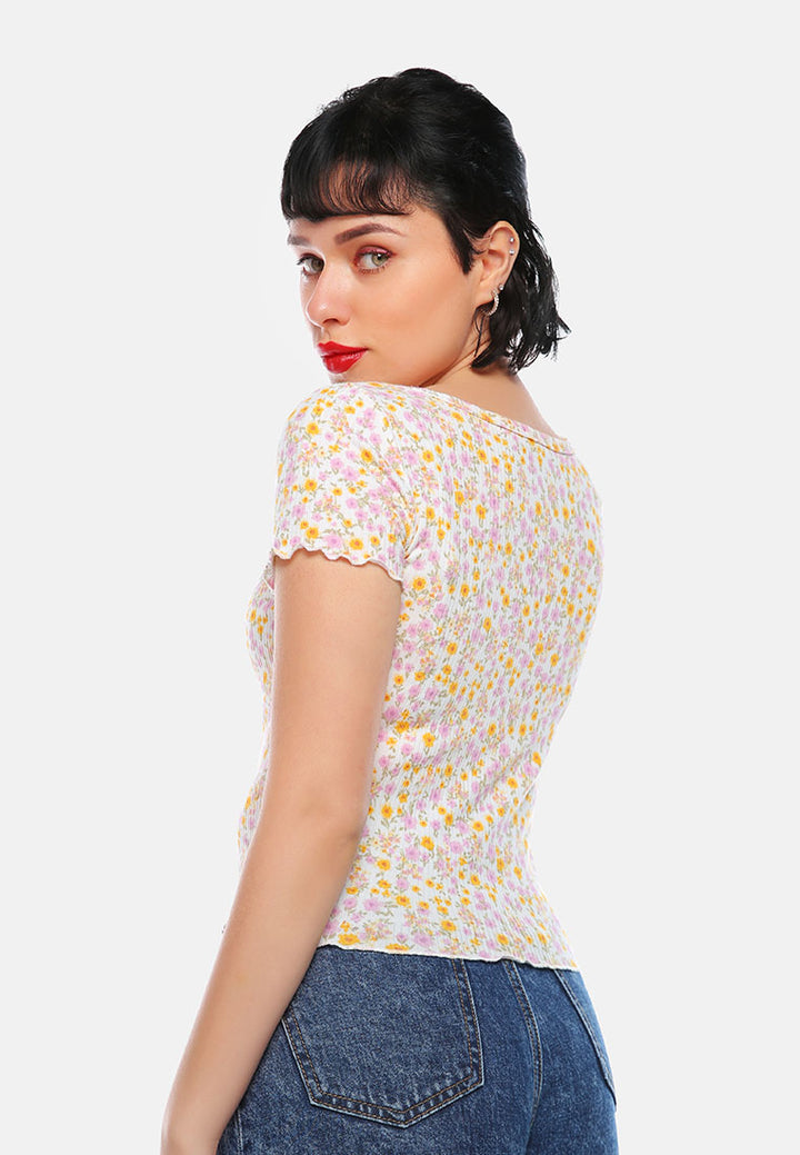 casual short summer top#color_ivory-floral