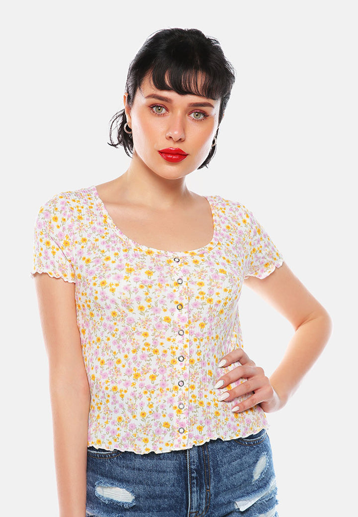 casual short summer top#color_ivory-floral