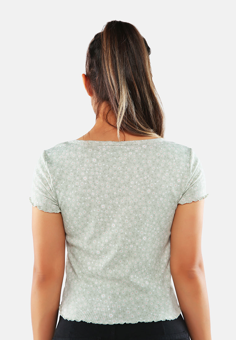 casual short summer top#color_sage-floral