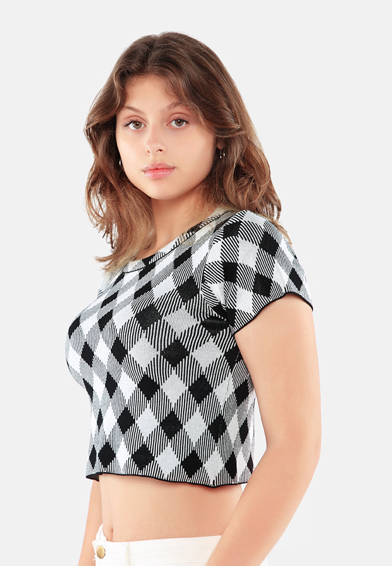 casual checkered crop top#color_black