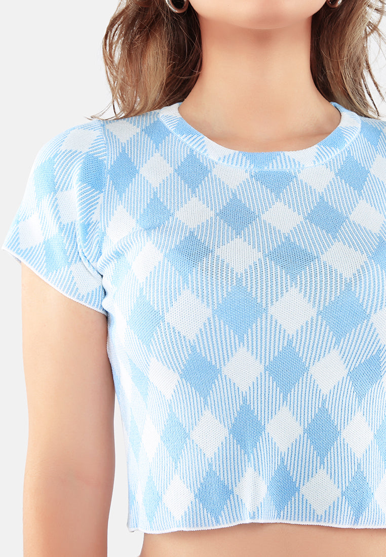 casual checkered crop top#color_light-blue