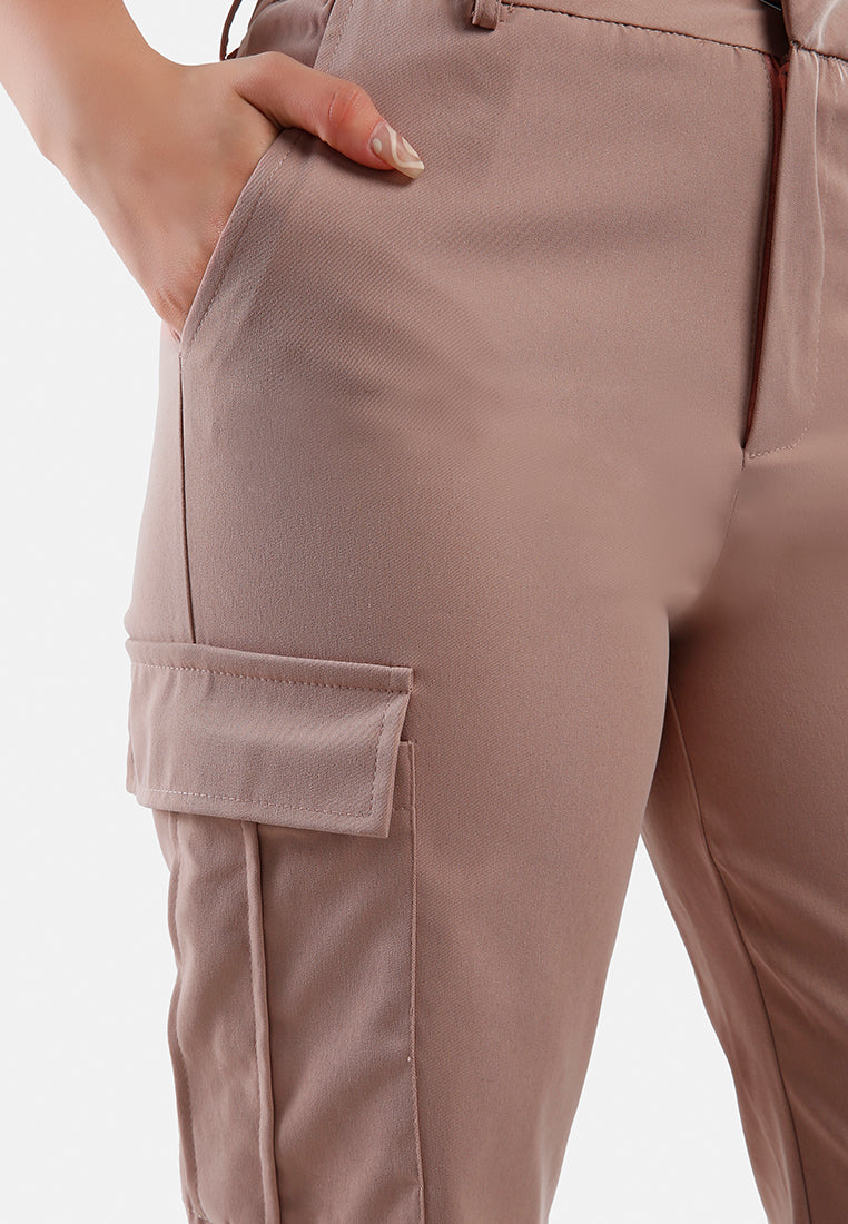 casual high waist straight pants#color_dusty-rose