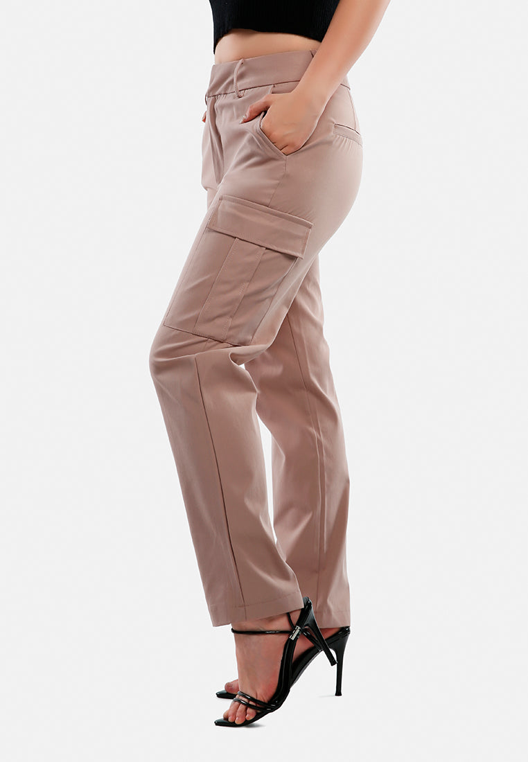 casual high waist straight pants#color_dusty-rose