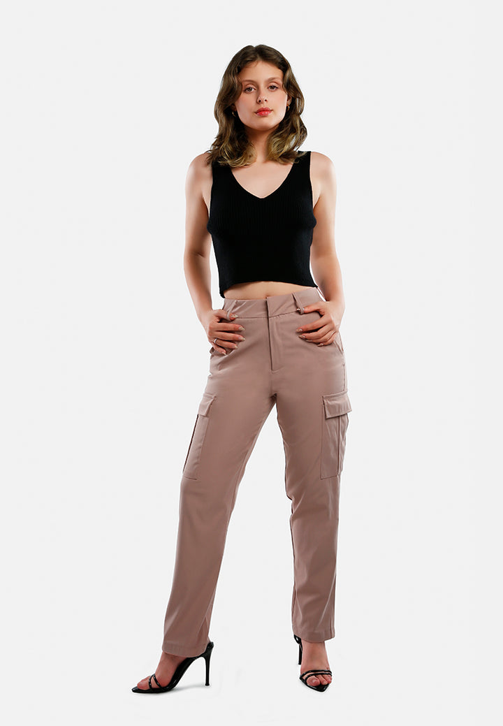 casual high waist straight pants by ruw#color_dusty-rose