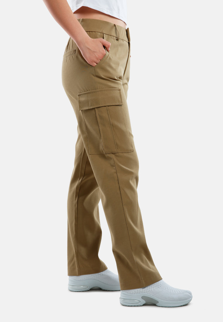 casual high waist straight pants by ruw#color_khaki