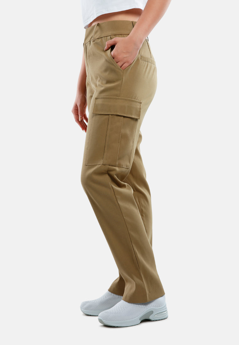 casual high waist straight pants by ruw#color_khaki