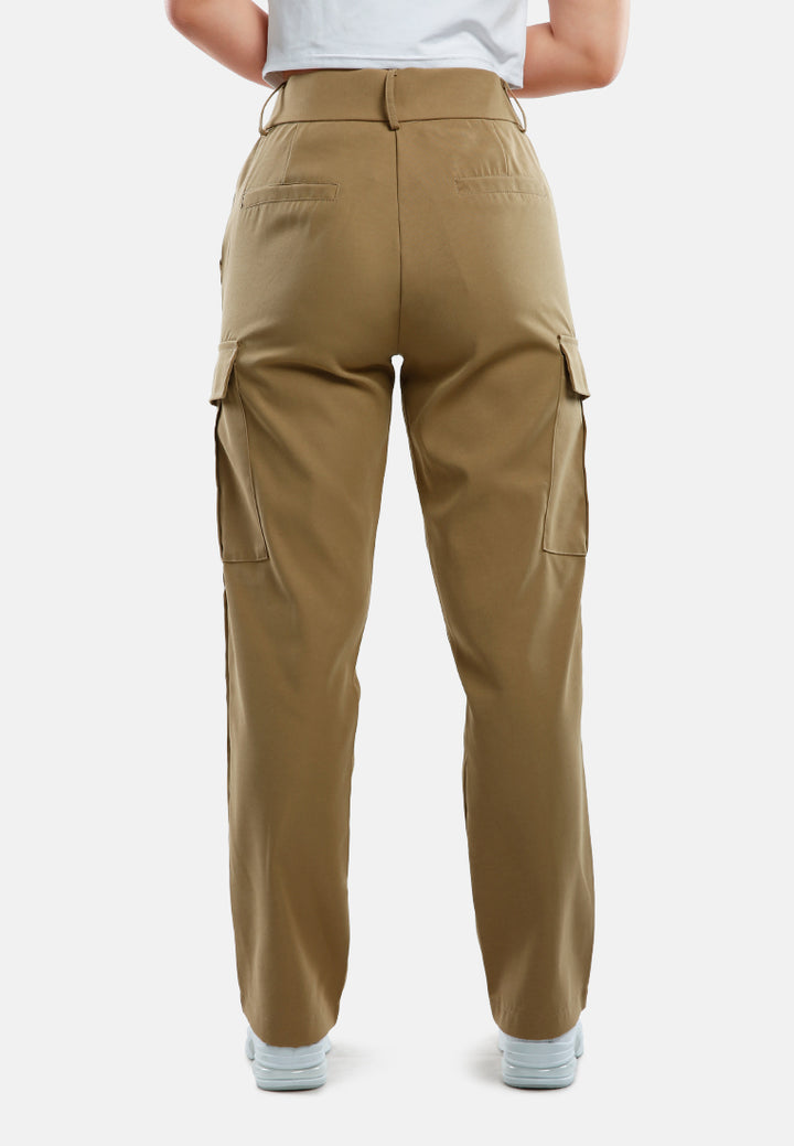 casual high waist straight pants by ruw#color_khaki