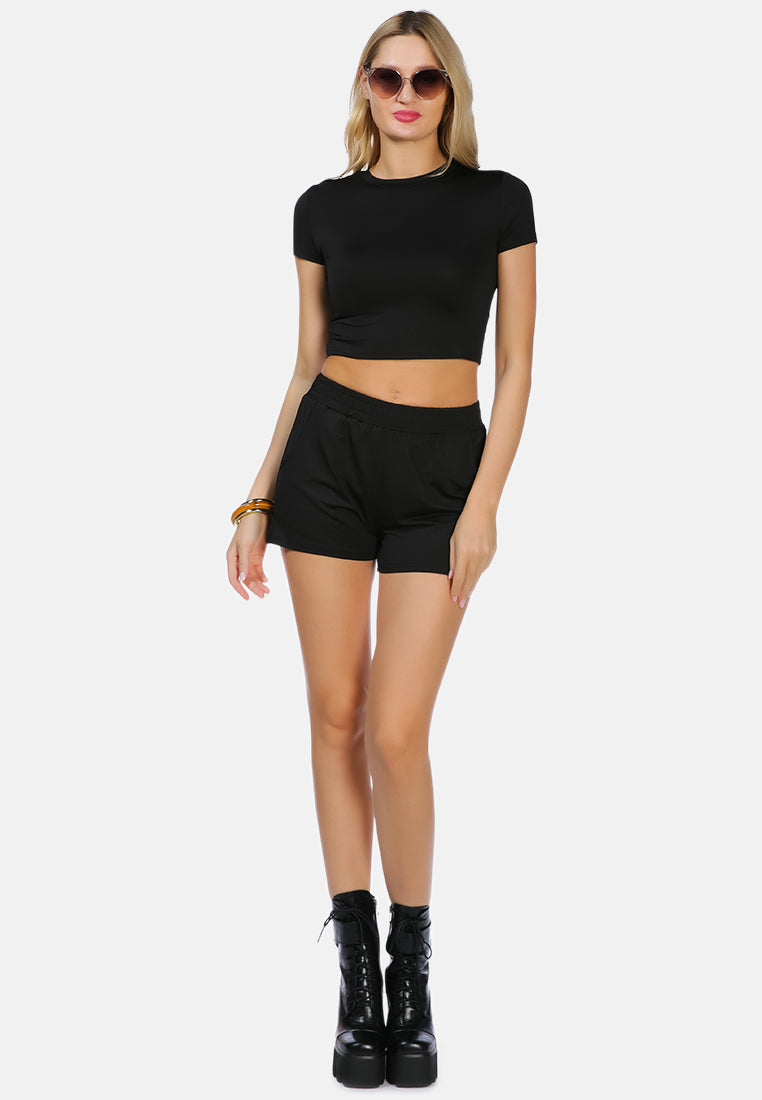 casual line crew neck solid top by ruw#color_black
