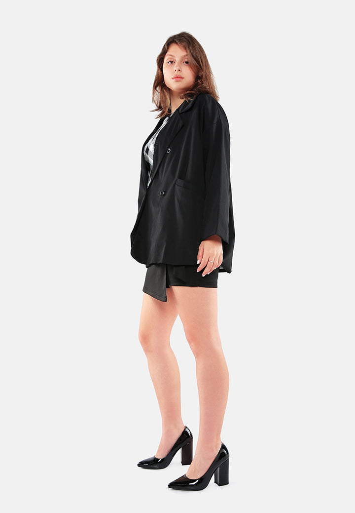 casual oversized double breasted jacket#color_black