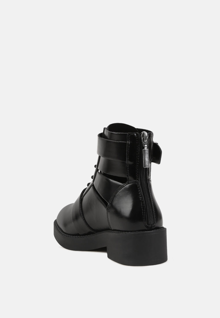cayla combat boots with adjustable buckle#color_black