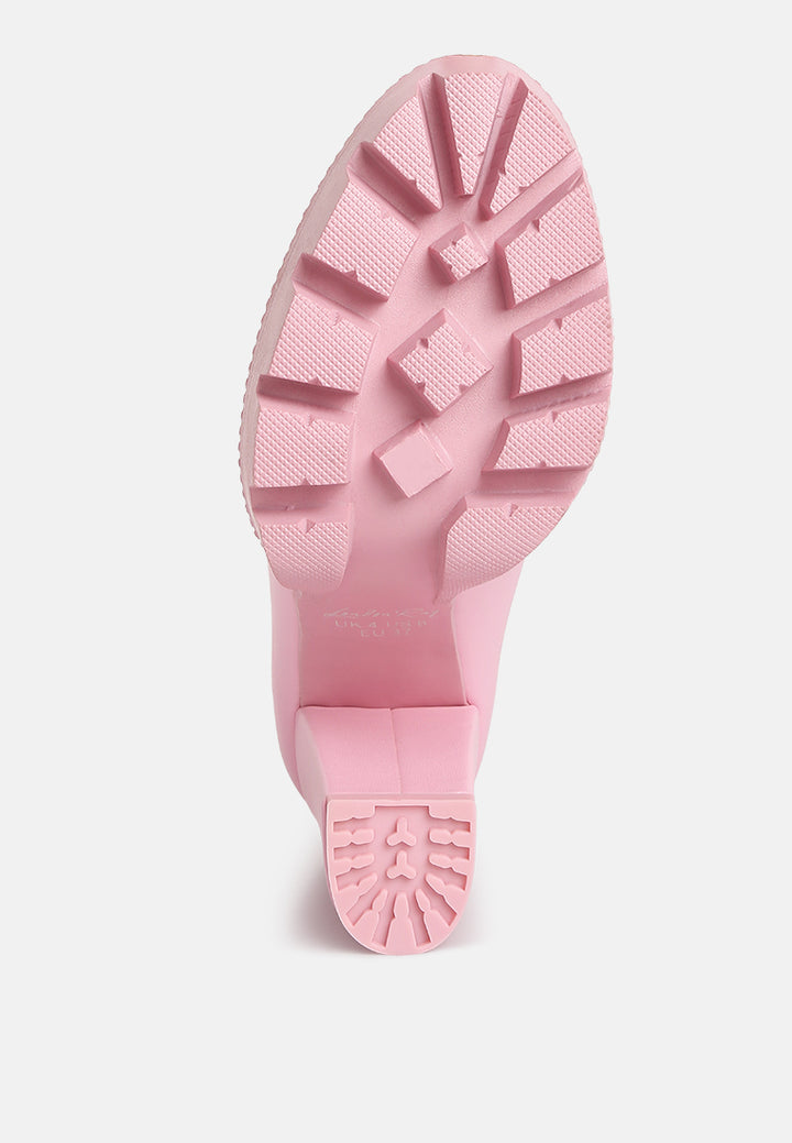 chain embellished chunky loafers#color_pink