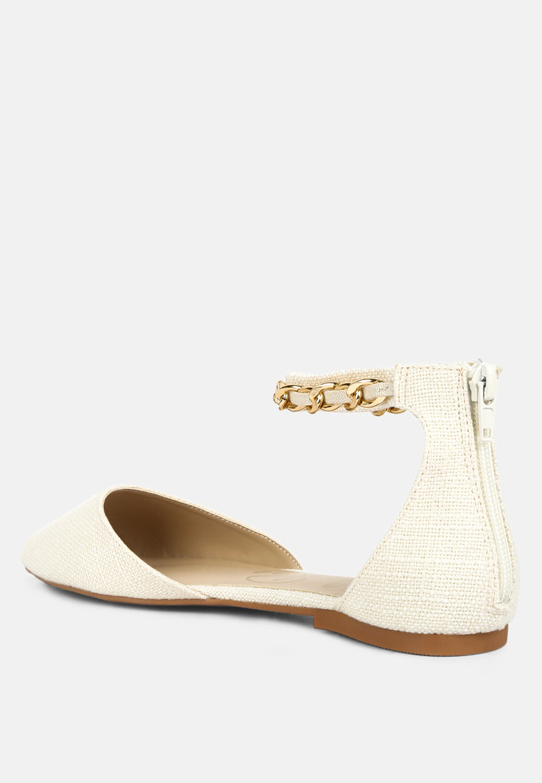 buqisi chain embellished flat sandals by ruw#color_off-white