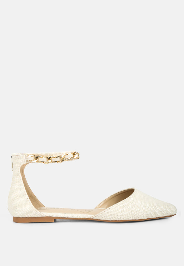 buqisi chain embellished flat sandals by ruw#color_off-white