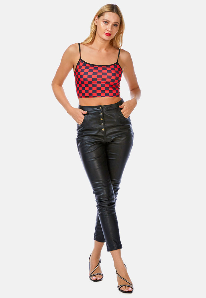 checkerboard spaghetti crop top by ruw#color_red