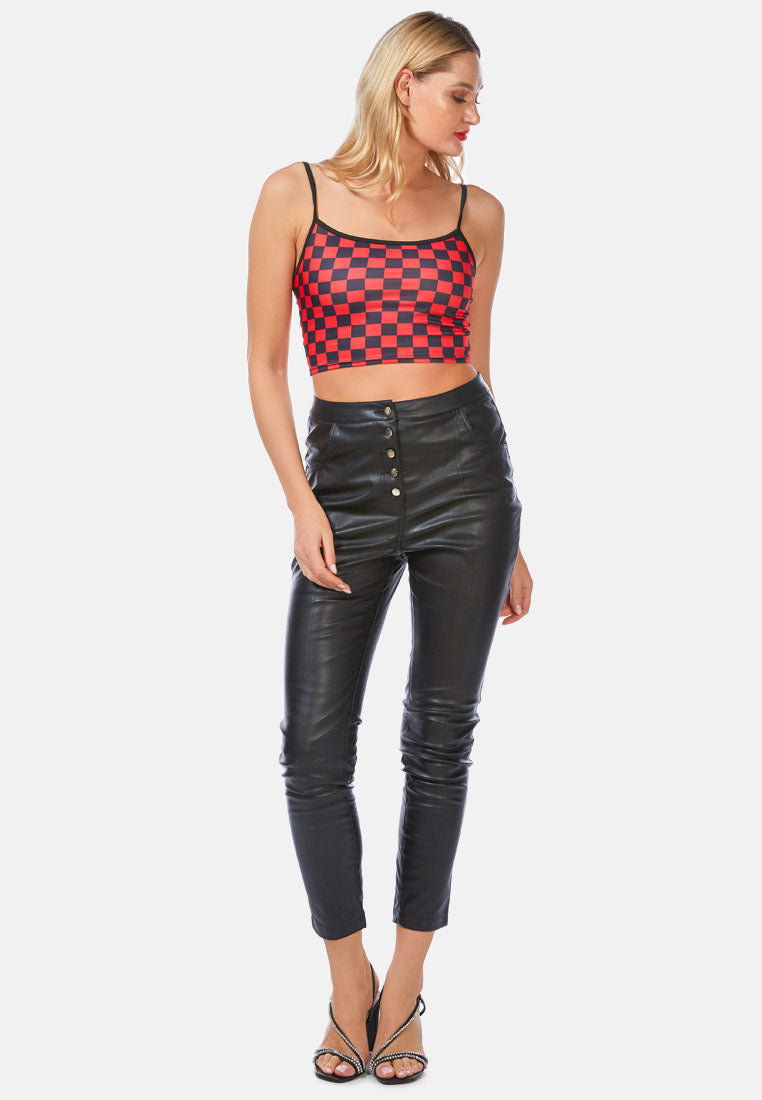 checkerboard spaghetti crop top by ruw#color_red