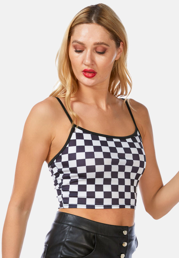 checkerboard spaghetti crop top by ruw#color_white