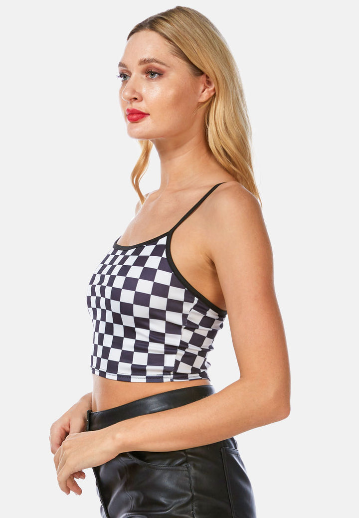 checkerboard spaghetti crop top by ruw#color_white