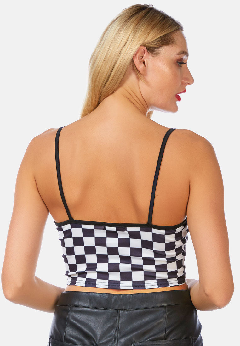 checkerboard spaghetti crop top by ruw#color_white