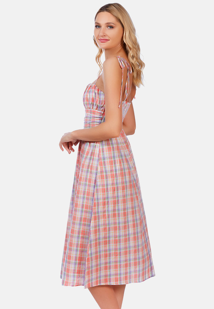 checkered midi dress slip dress#color_pink