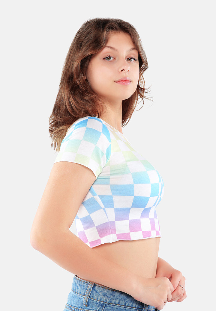 checkered short top#color_camo