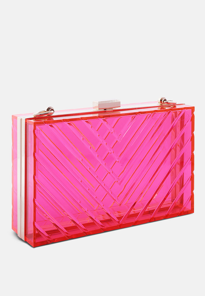 chevron pattern clear clutch bags#color_fuchsia