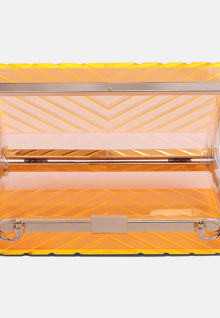 chevron pattern clear clutch bags#color_orange