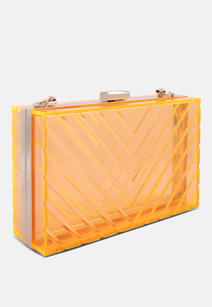 chevron pattern clear clutch bags#color_orange