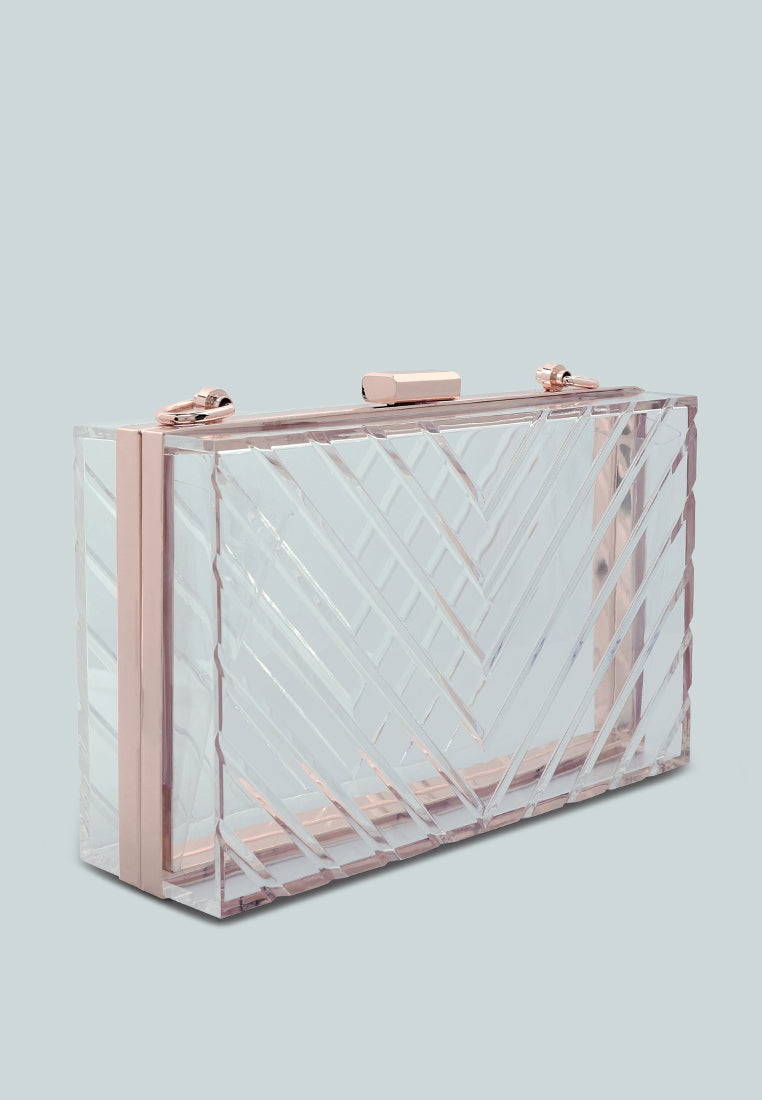 chevron pattern clear clutch bags#color_transparent