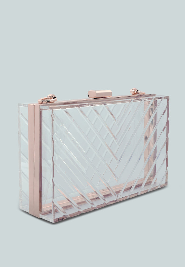 chevron pattern clear clutch bags#color_transparent