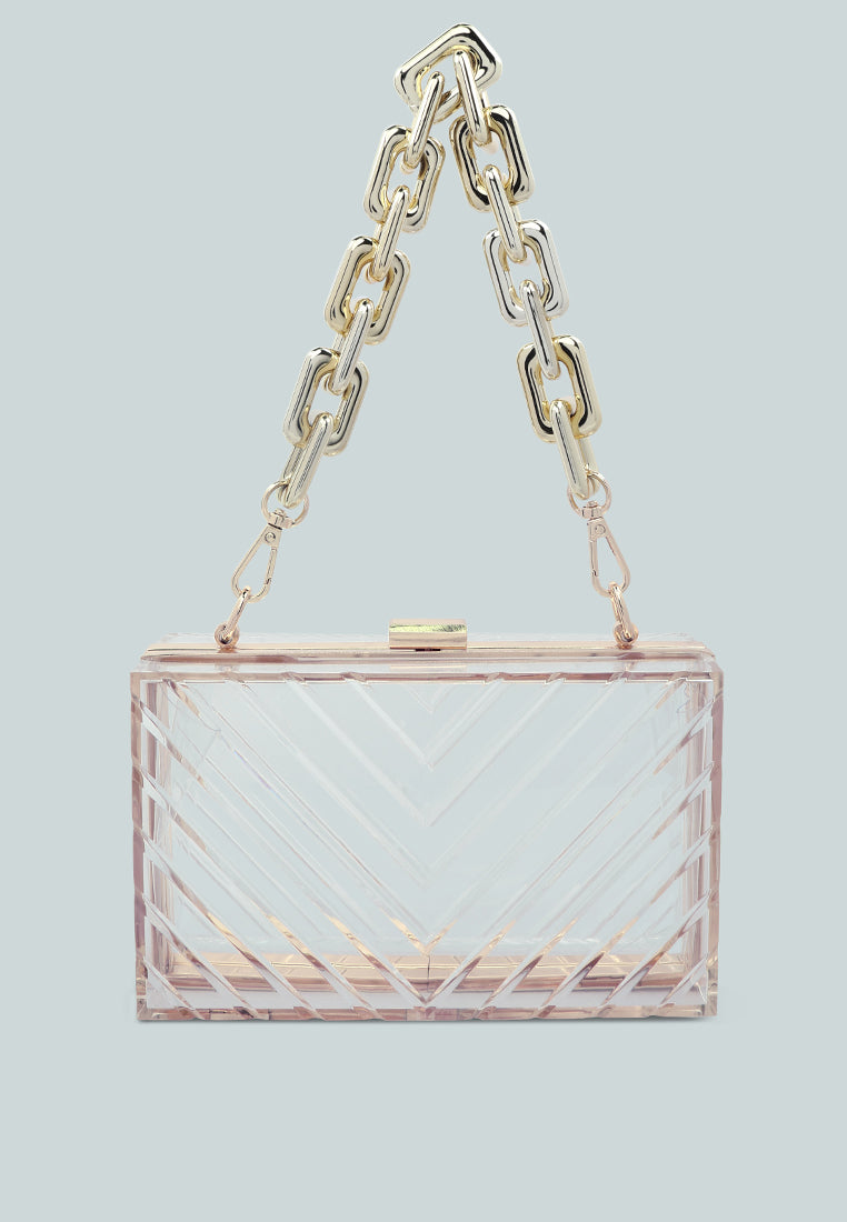 chevron pattern clear clutch bags#color_transparent