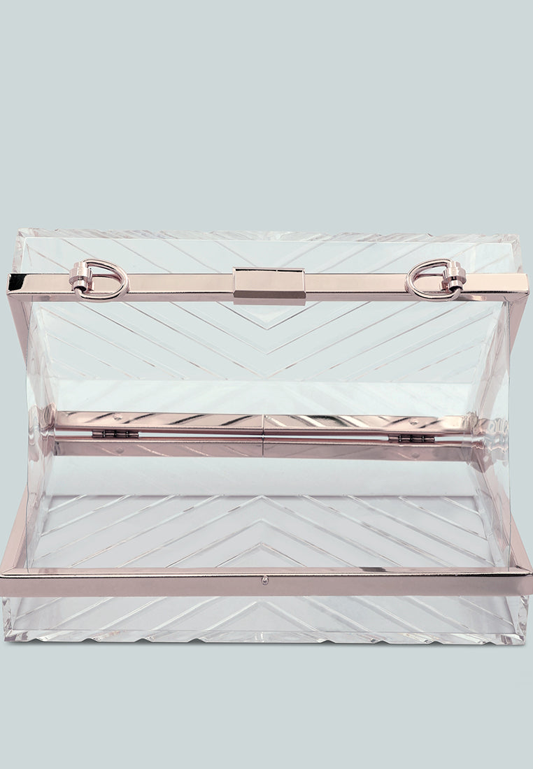 chevron pattern clear clutch bags#color_transparent