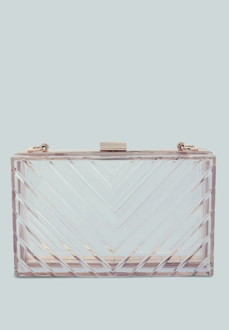 chevron pattern clear clutch bags#color_transparent