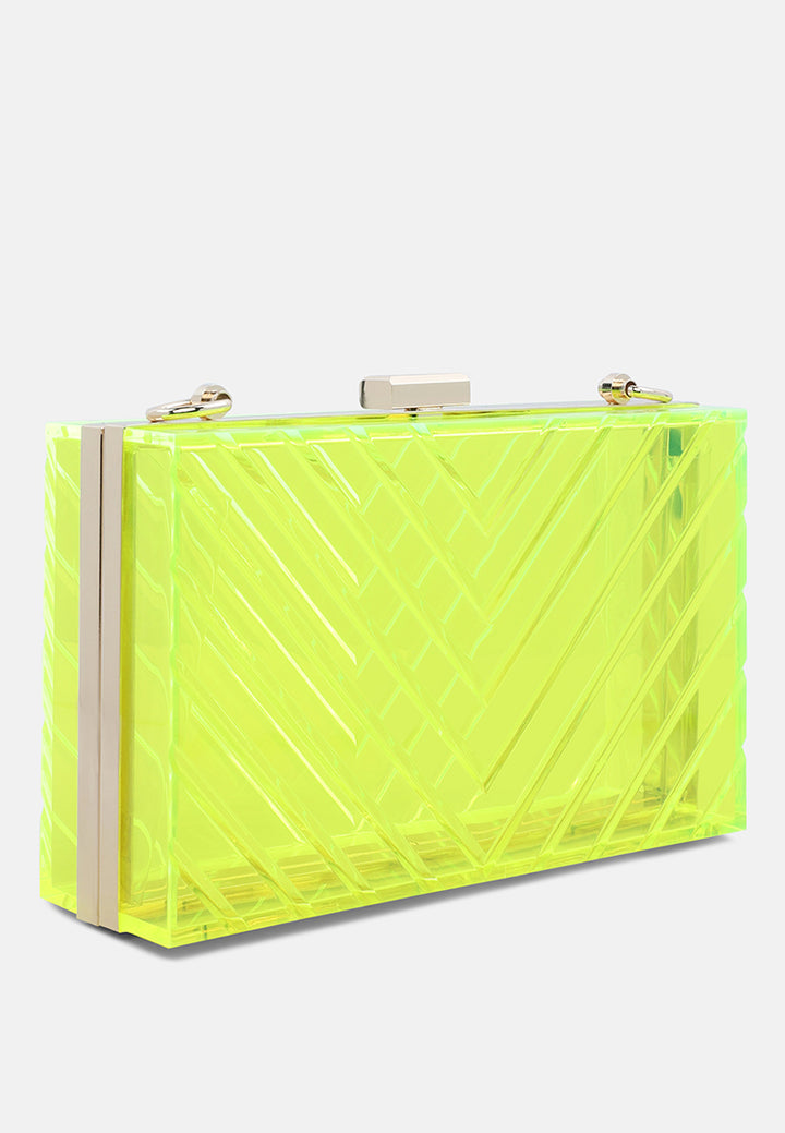 chevron pattern clear clutch bags#color_yellow